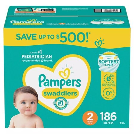 Pampers Swaddlers Diapers Size 2 (12-18 Pounds) 180 Count - Bellso